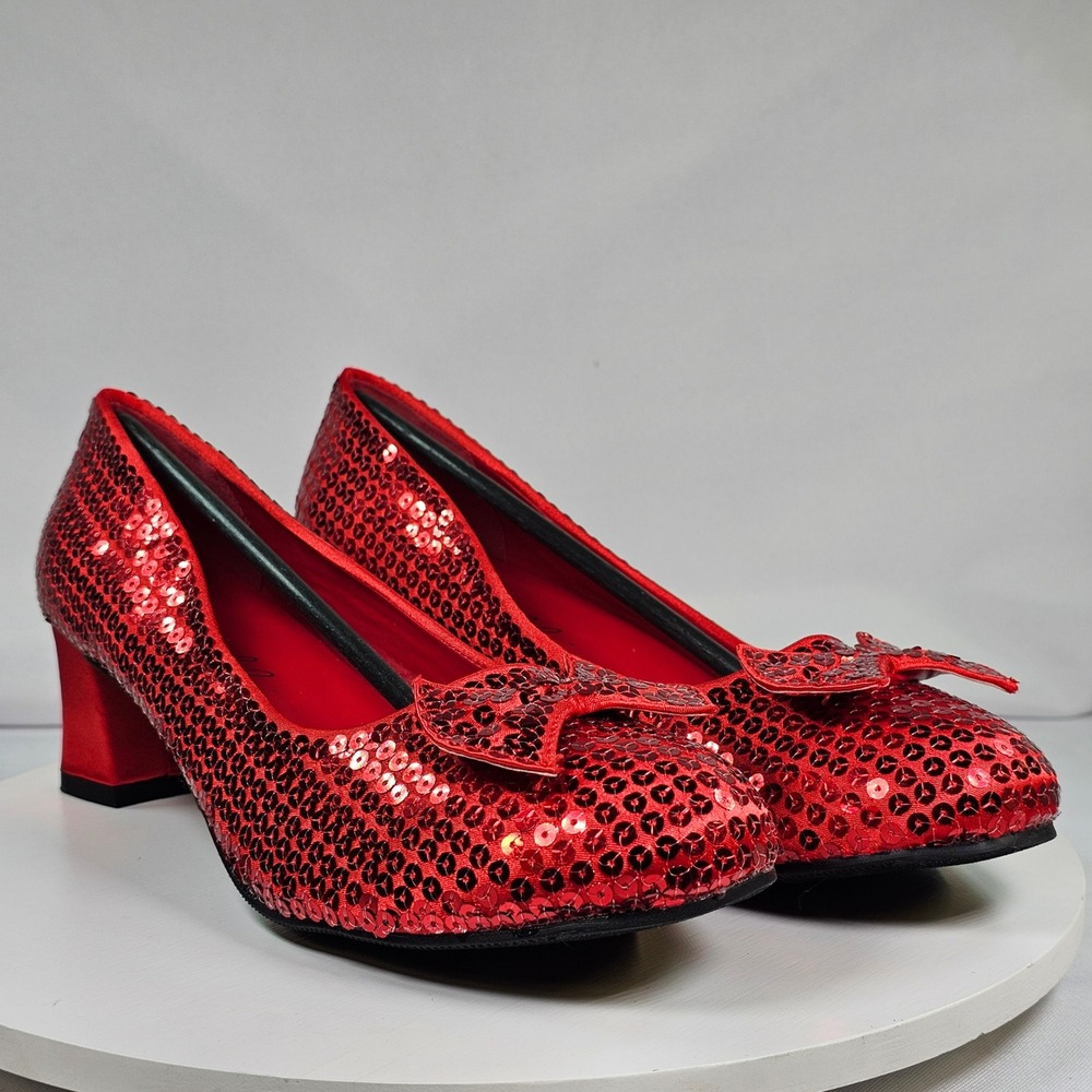 New Ellie Shoes 203-Judy Womens Red Sequined Ruby Slipper Costume Pump Heel Sz 9